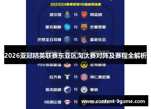 2026亚冠精英联赛东亚区淘汰赛对阵及赛程全解析